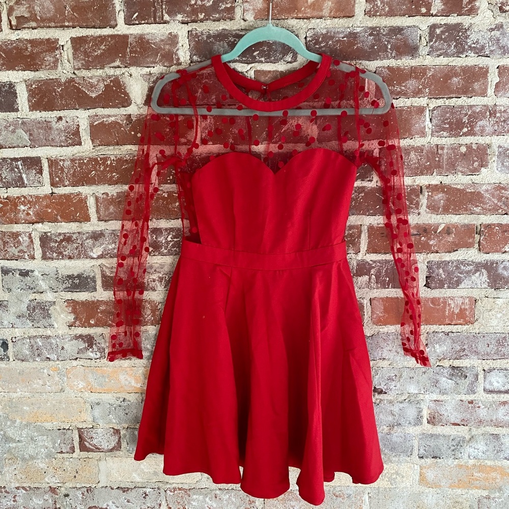 Anthropologie red polka dot dress